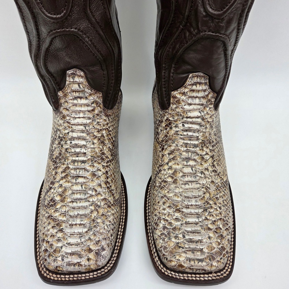 Alfa Python Snakeskin Square Toe Leather Western … - image 3